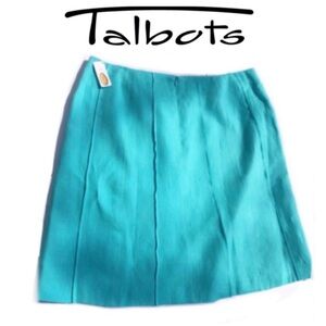 Talbots Aqua Blue Seamed Linen Skirt Size 18